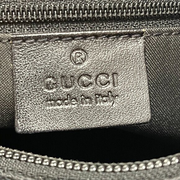Gucci Black GG Canvas Hobo Bag w/ Leather Trim - Preowned - Picture 15 of 16
